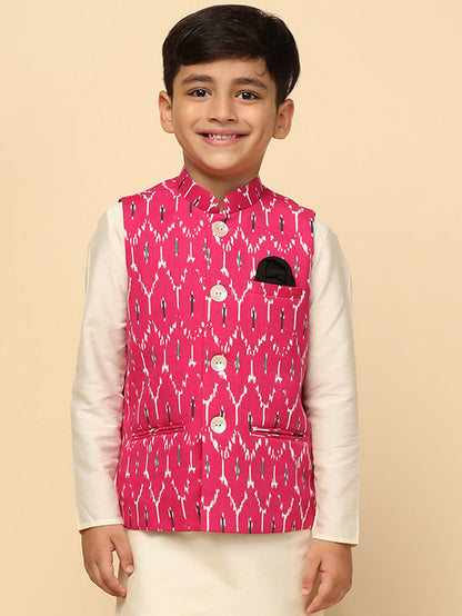 Boy's Pink Printed Jacket