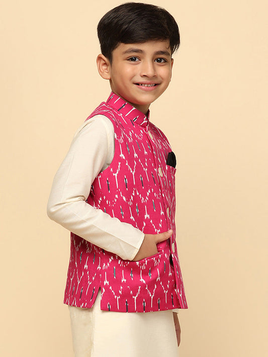 Boy's Pink Printed Jacket