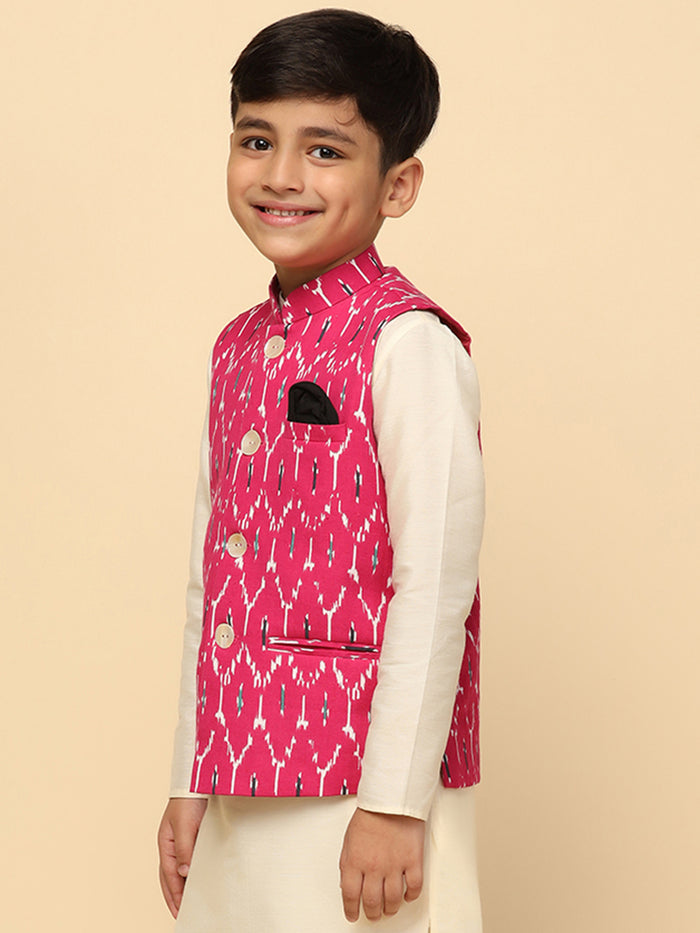 Boy's Pink Printed Jacket