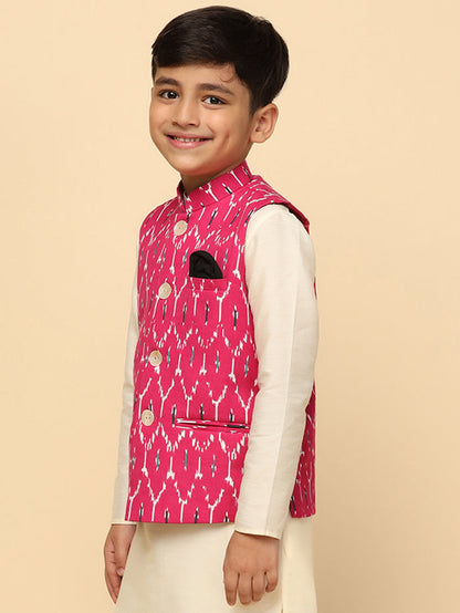 Boy's Pink Printed Jacket