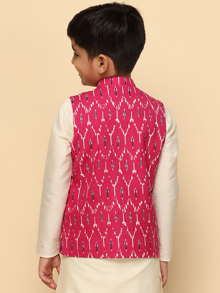 Boy's Pink Printed Jacket