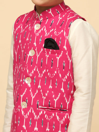 Boy's Pink Printed Jacket