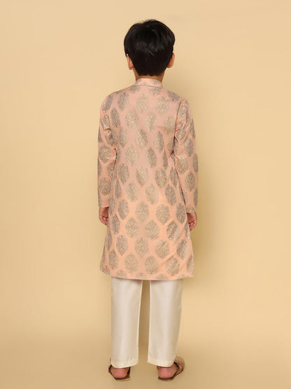 Boy's Pink Printed Kurta