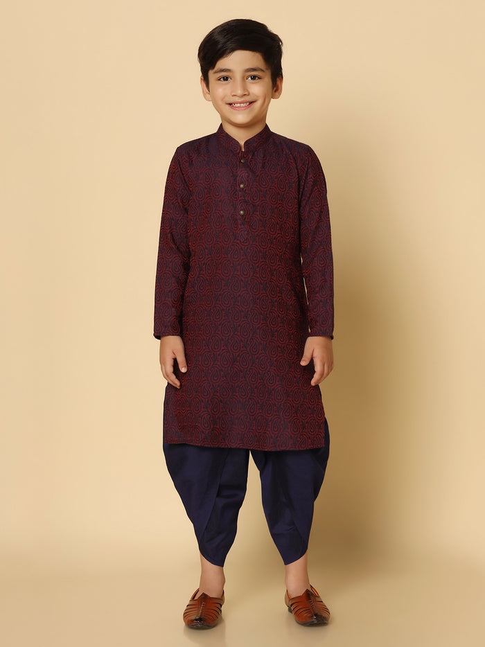 Boy's Purple Kurta Dhoti Set