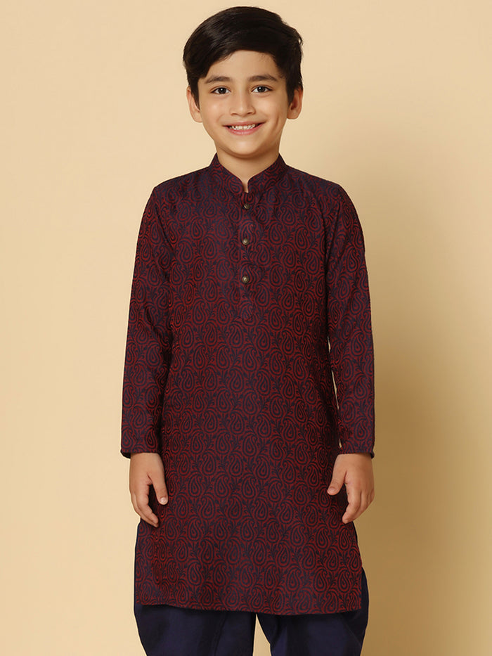 Boy's PurpleTextured Kurta