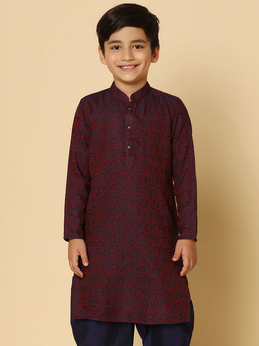 Boy's PurpleTextured Kurta