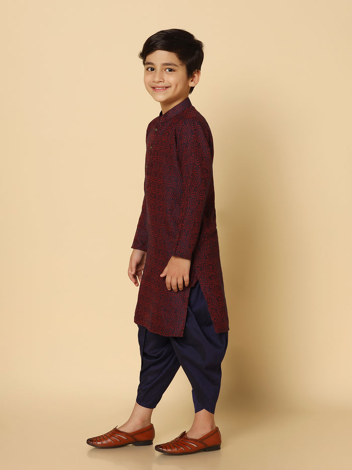 Boy's PurpleTextured Kurta