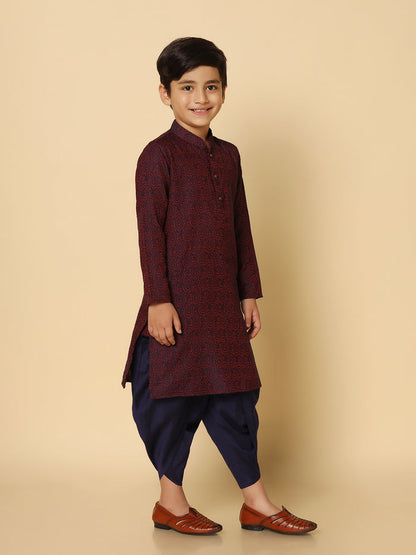 Boy's PurpleTextured Kurta