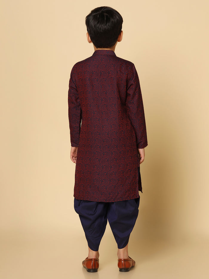 Boy's PurpleTextured Kurta