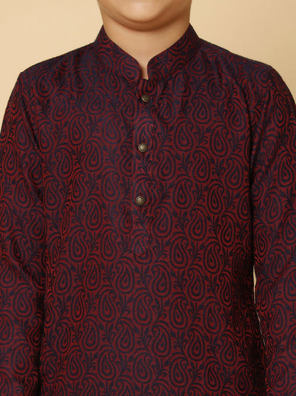 Boy's PurpleTextured Kurta