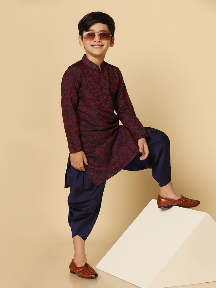 Boy's PurpleTextured Kurta