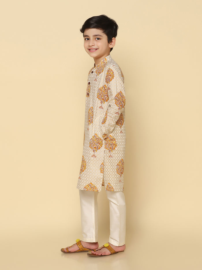 Boy's White Kurta Pyjama Set