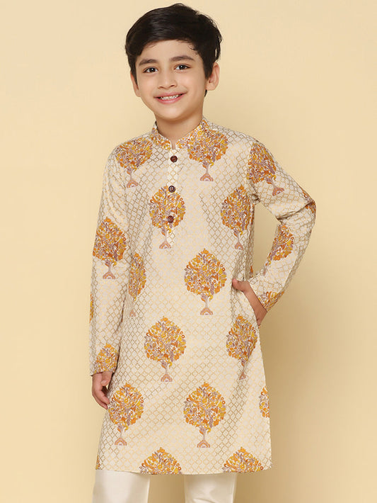Boy's Yellow Printed Kurta