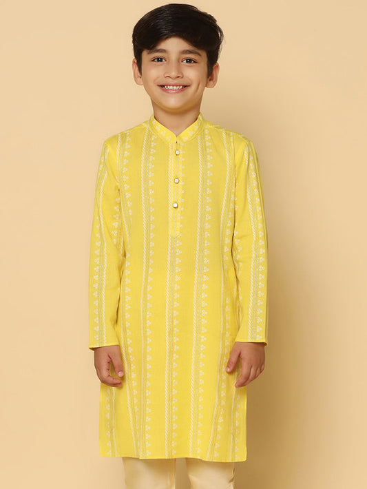 Boy's Yellow Printed Kurta