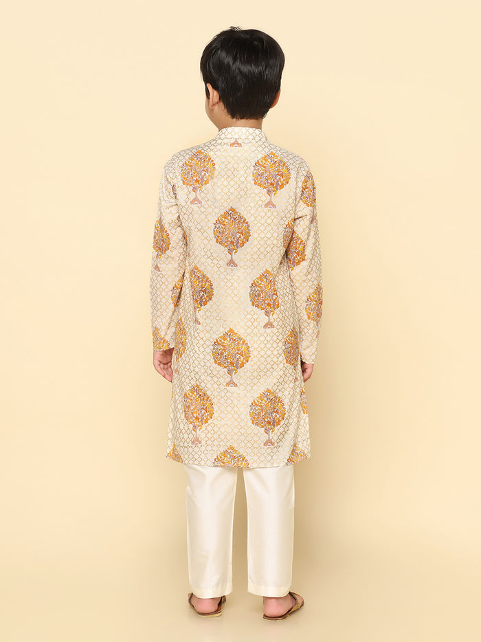 Boy's Yellow Printed Kurta