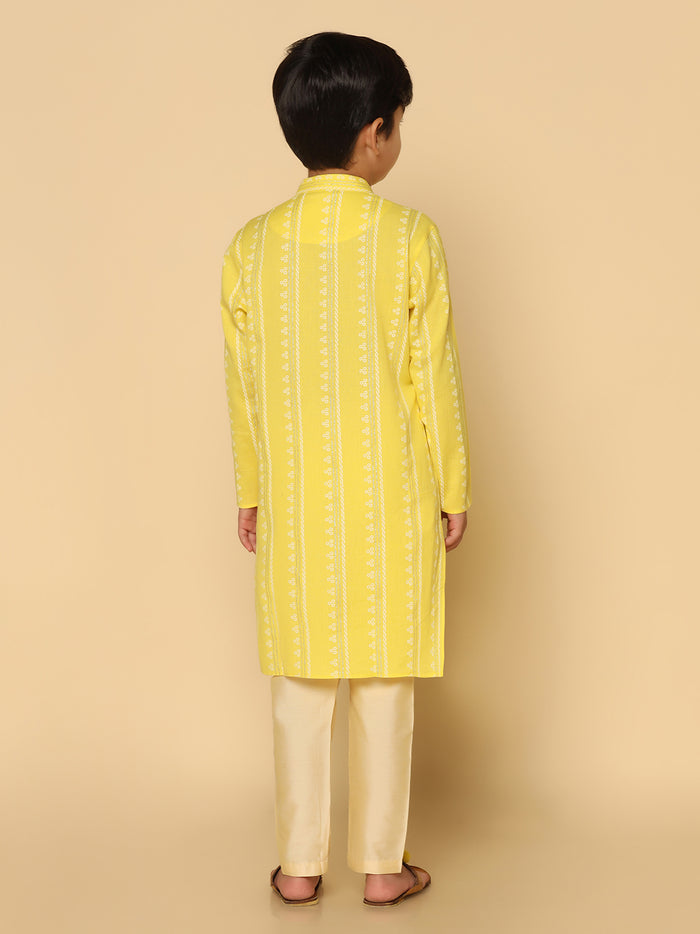 Boy's Yellow Printed Kurta