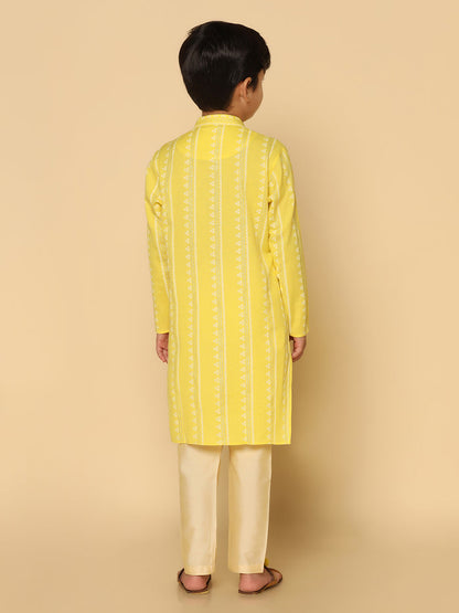 Boy's Yellow Printed Kurta