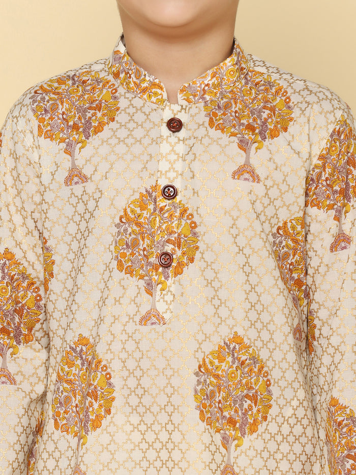 Boy's Yellow Printed Kurta