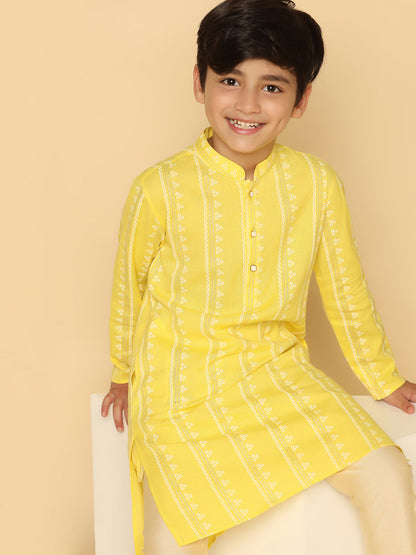 Boy's Yellow Printed Kurta