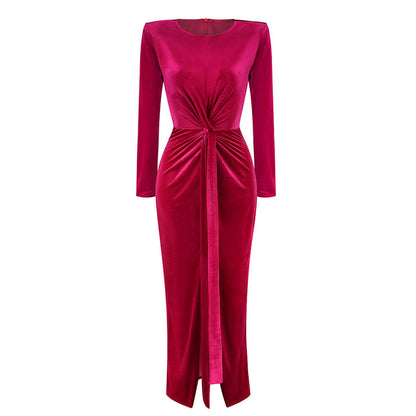Brielle Draped Velvet Maxi Dress
