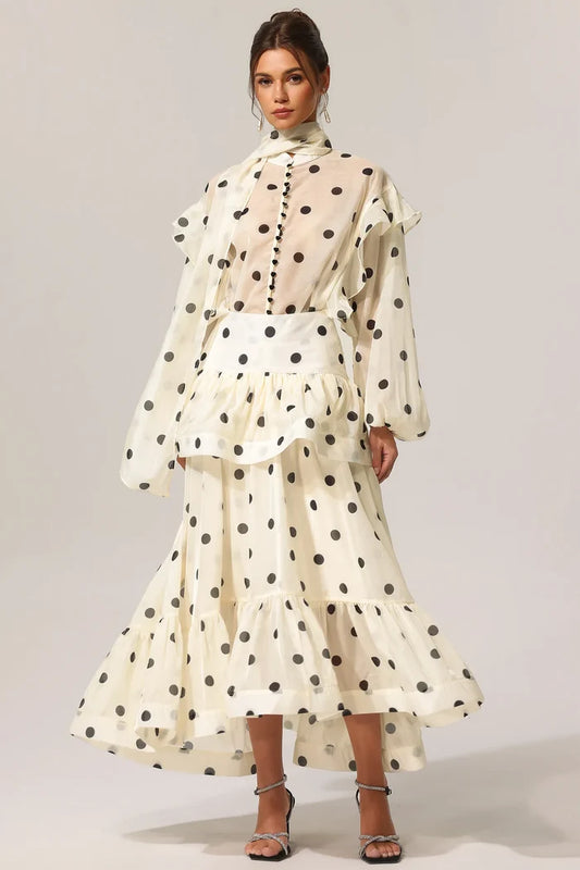 Britney Polka Dot Ruffled Maxi Set