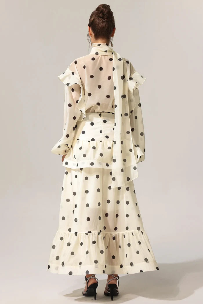 Britney Polka Dot Ruffled Maxi Set