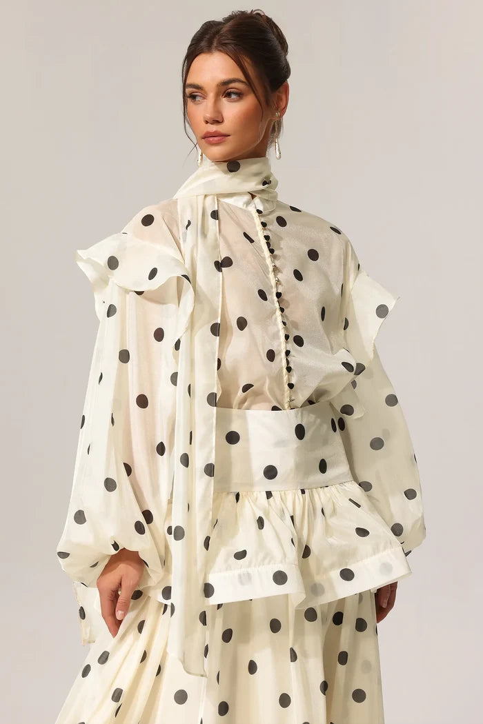 Britney Polka Dot Ruffled Maxi Set