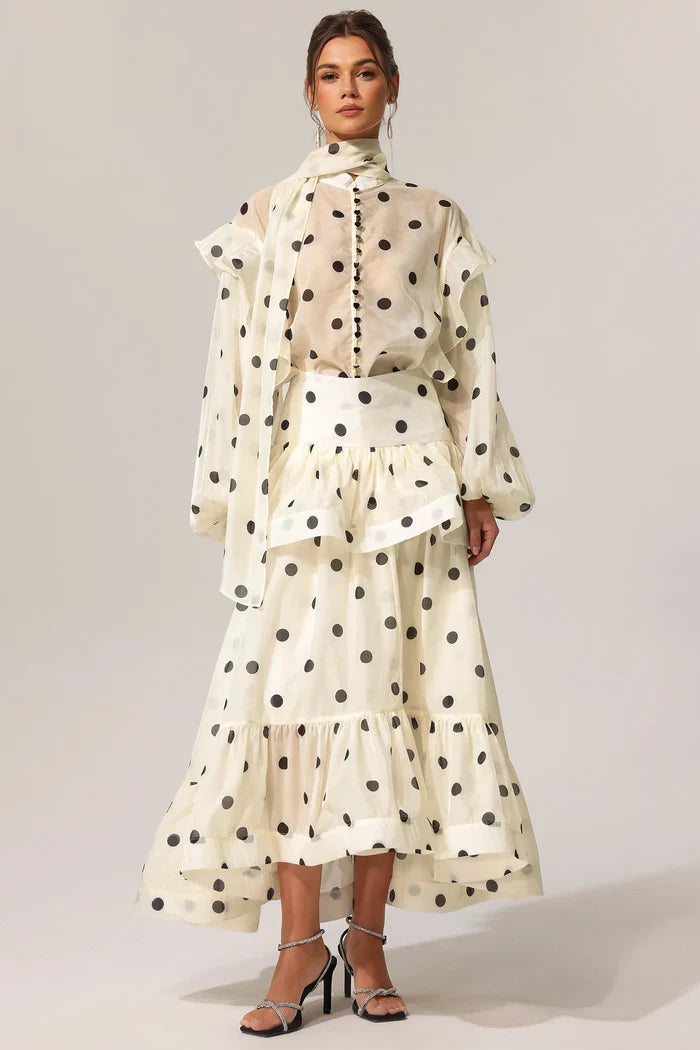 Britney Polka Dot Ruffled Maxi Set