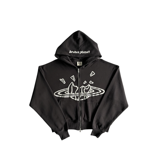 Broken Planet Classic Zip Hoodie Brown/White