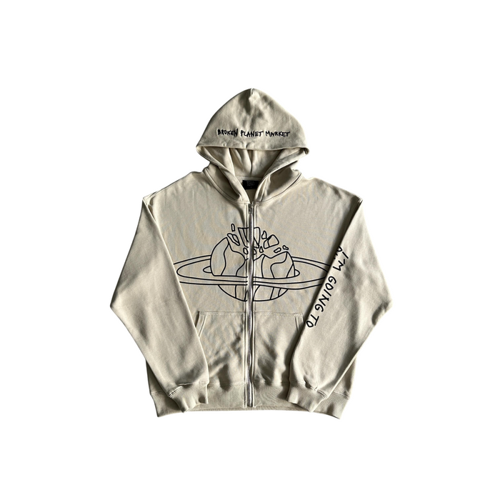 Broken Planet Going To Outer Space Zip Hoodie Apricot