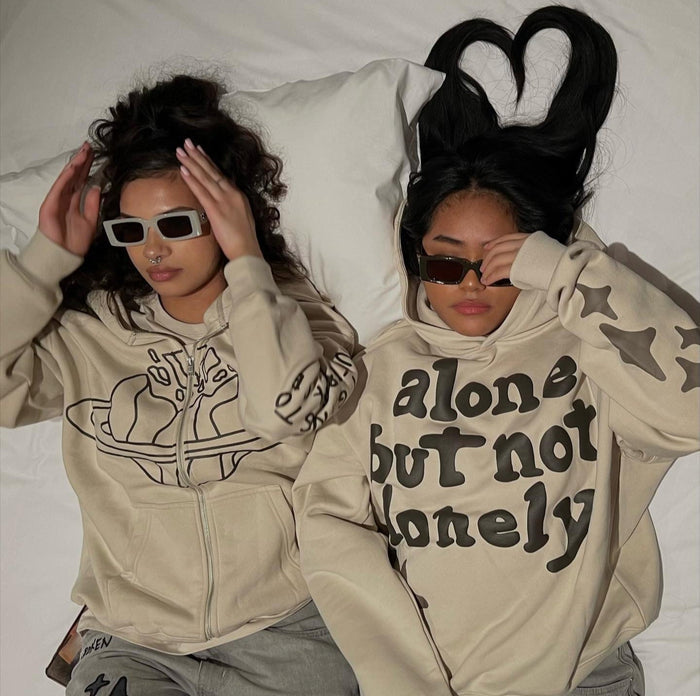 Broken Planet Going To Outer Space Zip Hoodie Apricot