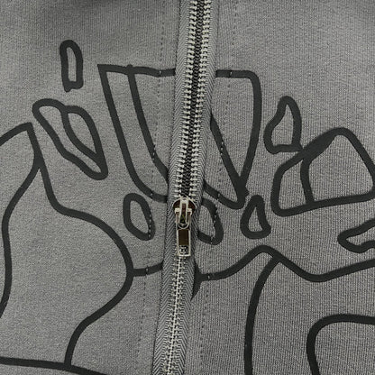 Broken Planet Going To Outer Space Zip Hoodie Grey