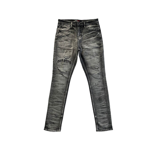 Brooklyn Distressed Embroidered Jean