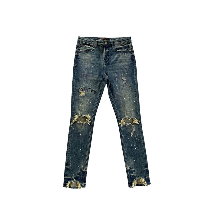Brooklyn Distressed Splatter Jean