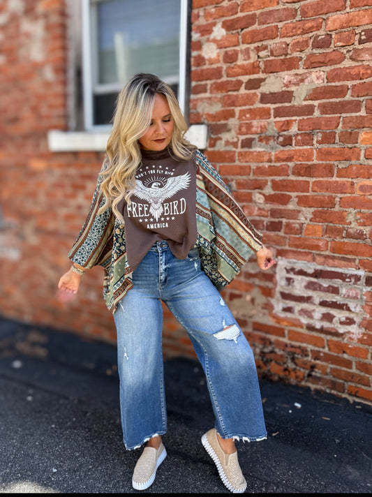 Brown Freebird Poncho
