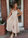 Brown Multi Midi Dress