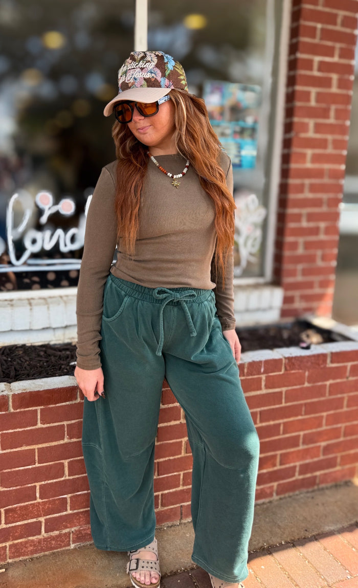 Brown Ribbed Knit Top