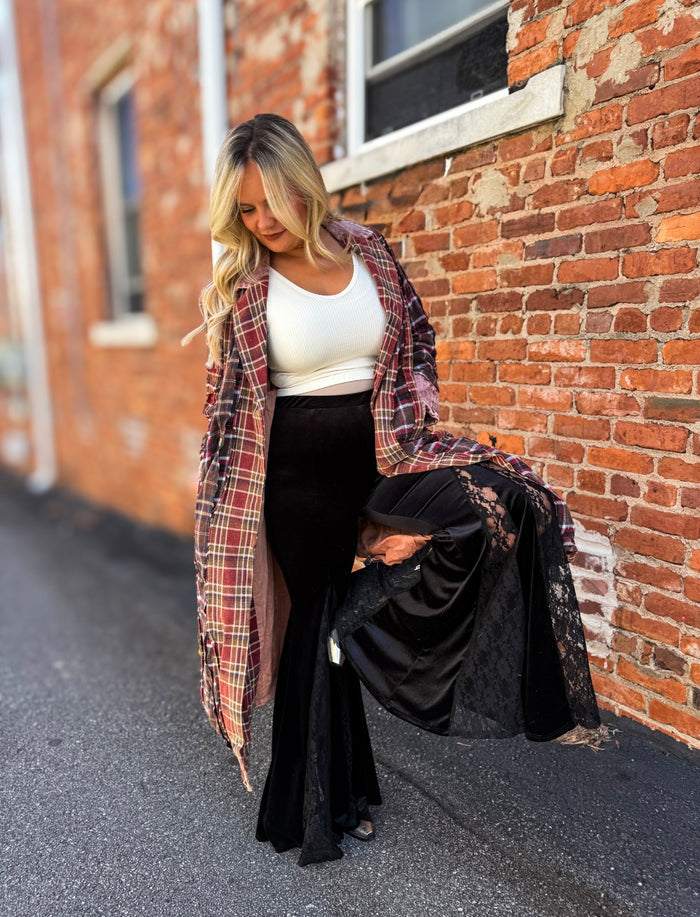 Burgundy Plaid Jacket