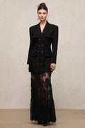 Camila Black Lace Hem Blazer Dress