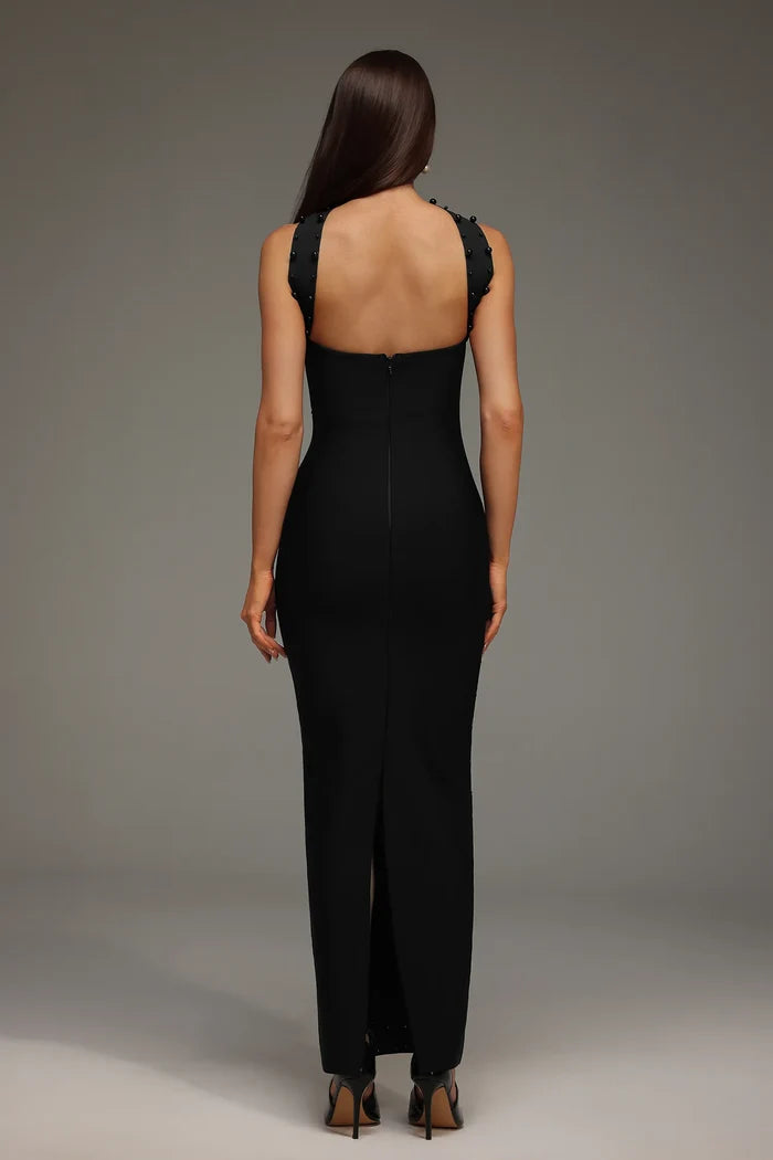 Capri Crystal Choker Strapless Maxi Dress
