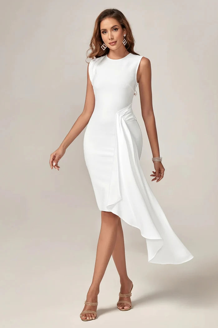 Capri Draped Asymmetrical Midi Dress