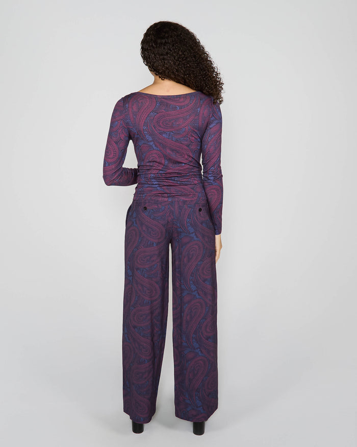 CARLY MERINO LONG SLEEVE CREWNECK SHIRT - BADALONA PLUM