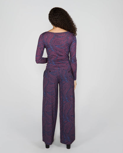 CARLY MERINO LONG SLEEVE CREWNECK SHIRT - BADALONA PLUM