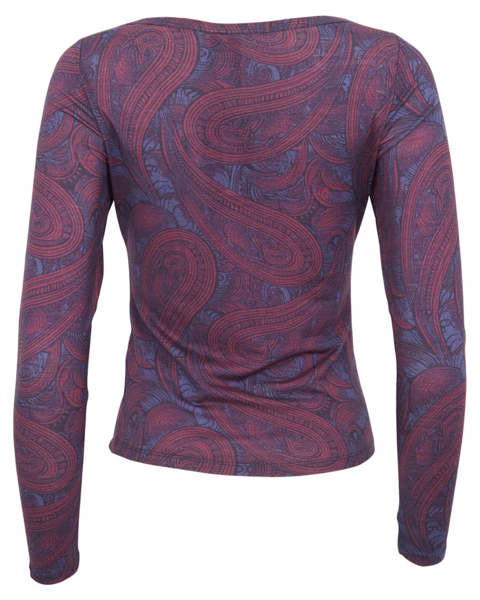 CARLY MERINO LONG SLEEVE CREWNECK SHIRT - BADALONA PLUM