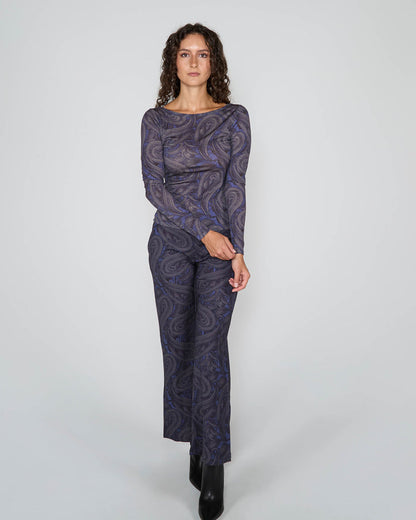CARLY MERINO LONG SLEEVE CREWNECK SHIRT - BADALONA SMOKE