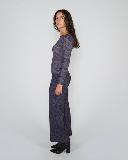 CARLY MERINO LONG SLEEVE CREWNECK SHIRT - BADALONA SMOKE