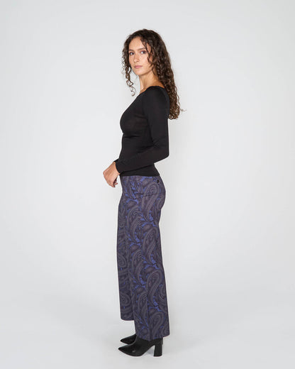 CARLY MERINO LONG SLEEVE CREWNECK SHIRT - BLACK