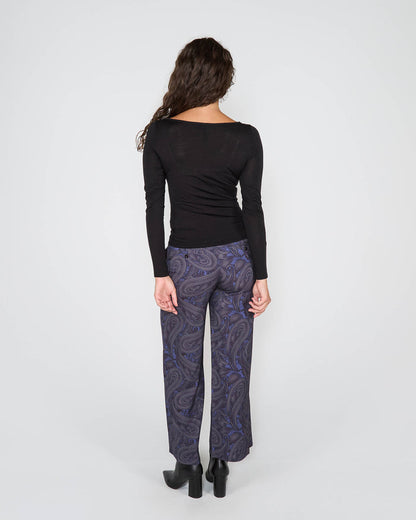CARLY MERINO LONG SLEEVE CREWNECK SHIRT - BLACK
