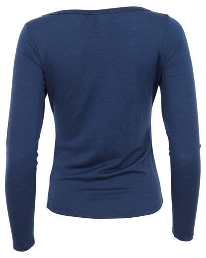 CARLY MERINO LONG SLEEVE CREWNECK SHIRT - NAVY