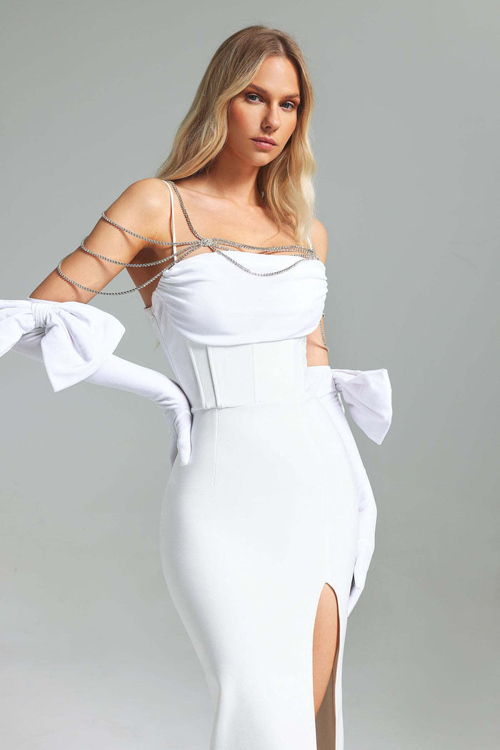 Carmen Elegant Corset Slit Maxi Dress